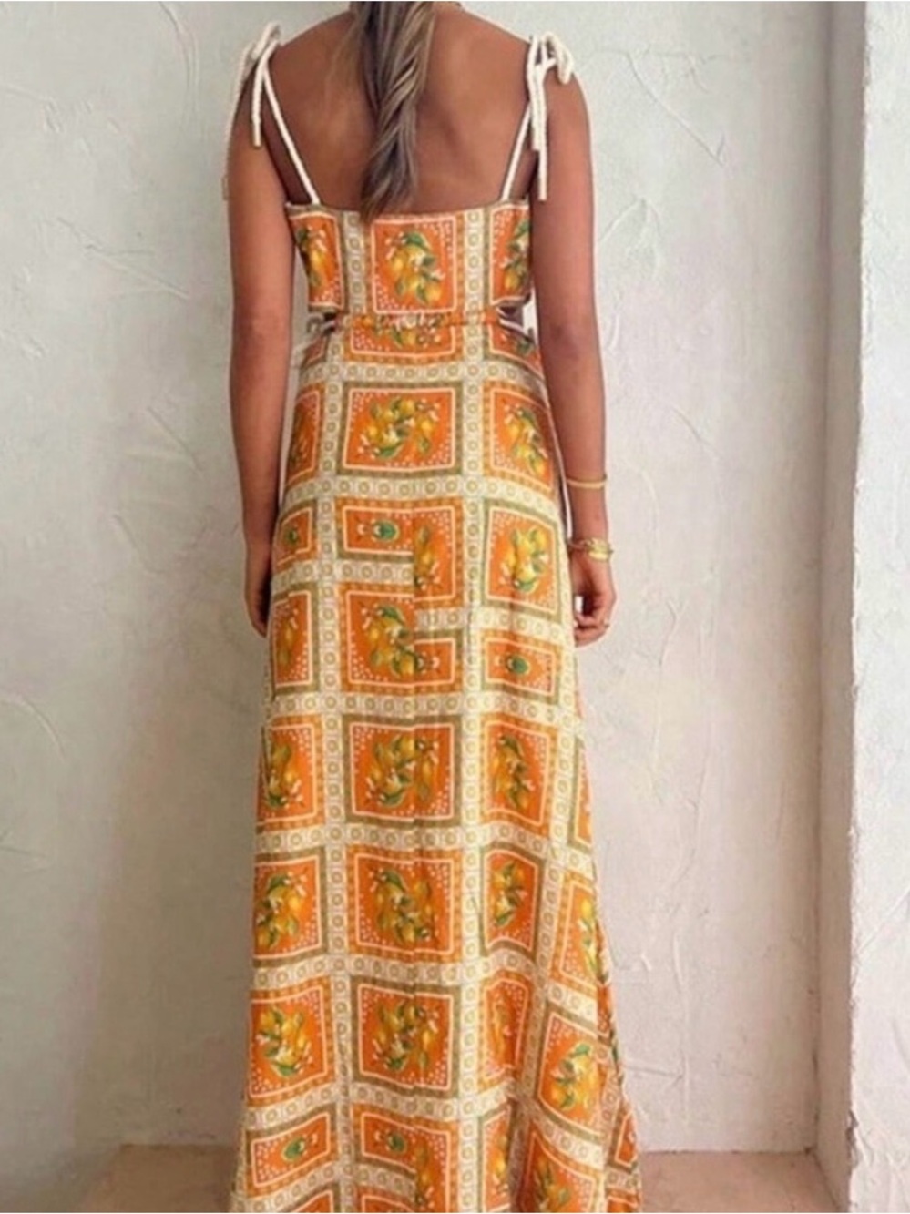 Orange Floral Print Maxi Dress - Picture 3 of 8